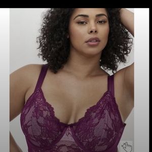 NWT TORRID Longline Unlined Underwire Bra - Dot Lace Purple